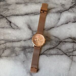 Fossil Rose Gold Multifunction Crystal Bezel Watch